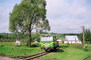 Zkušební jízda s drezínou ve stanici Smolnik