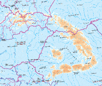 Karpaty - schématická mapa