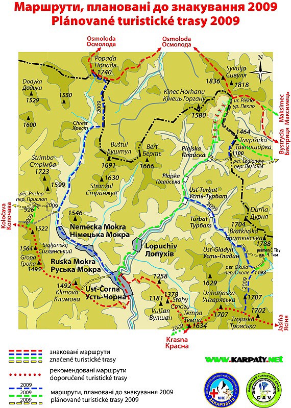 Mapa tras k roku 2009